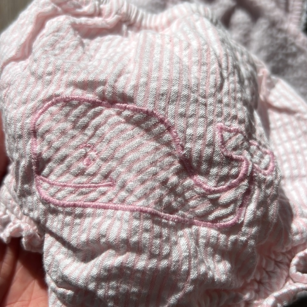 Vineyard Vines 6-12 Months Baby Girl Pink Seersucker Dress with Diaper Cover - Picture 4 of 5